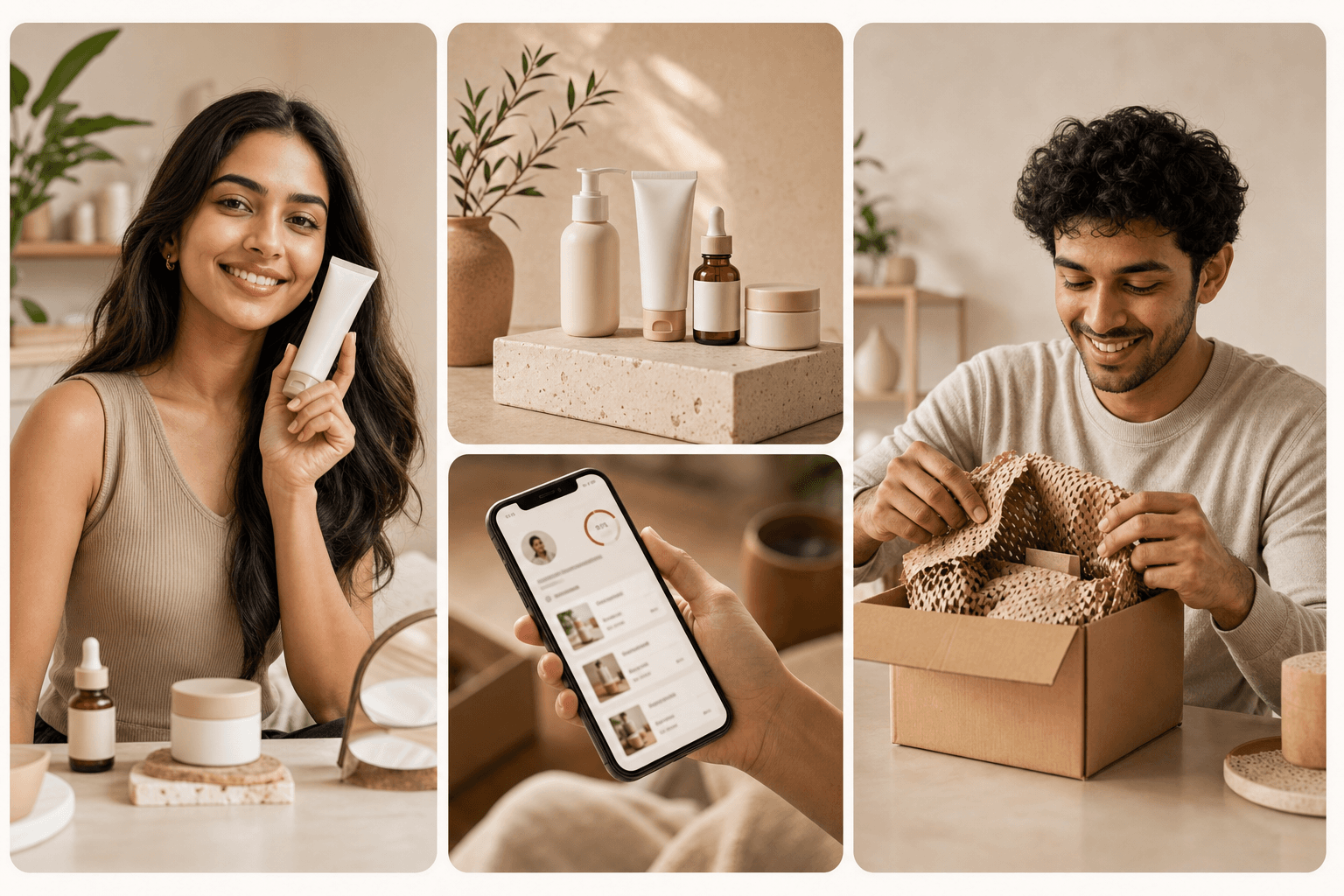Creators, products, packaging, and a campaign match phone interface